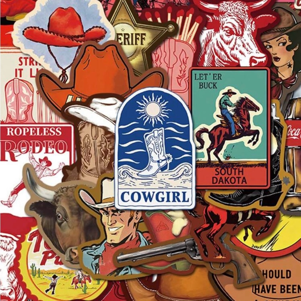 50 Western Cowgirl Stickers Cowboy Rodeo Horses Bull Boot Hat Sheriff - Picture 8 of 11